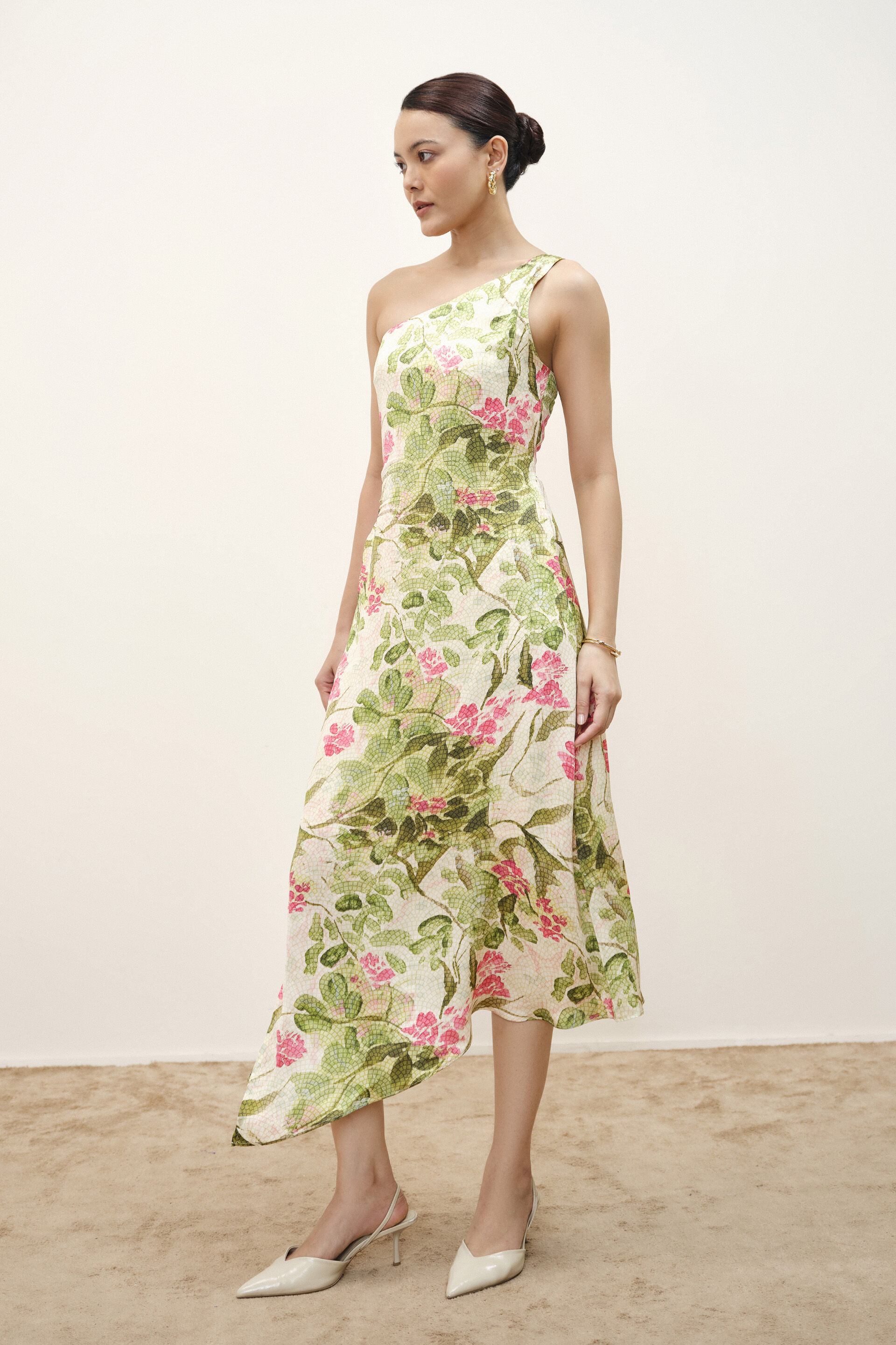 Florentine Printed Modal Dress, Green, image 4
